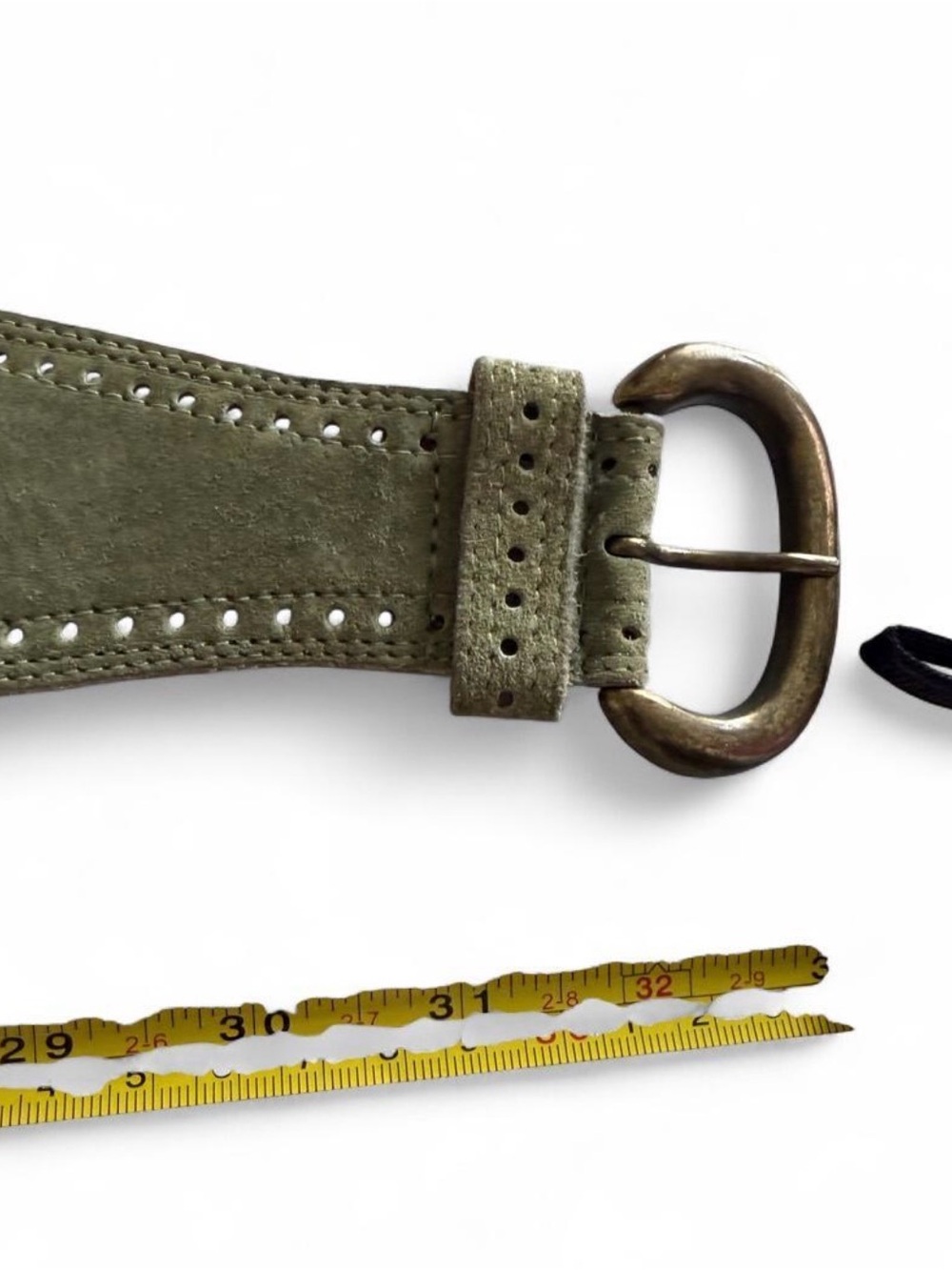 Axcess Olive Green Suede Belt with Antique Brass Buckle